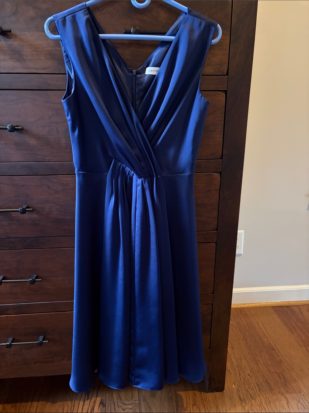 Calvin Klein Navy Satin Midi dress
